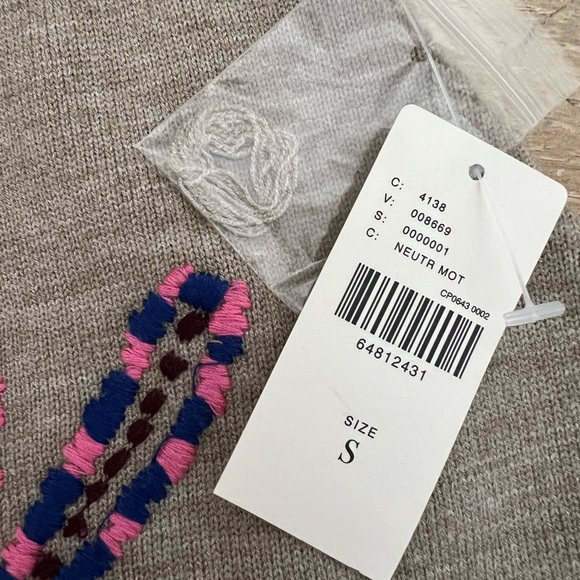 Anthropologie Beige multicolor Embroidered Sweater Skirt Size Small - Picture 8 of 8